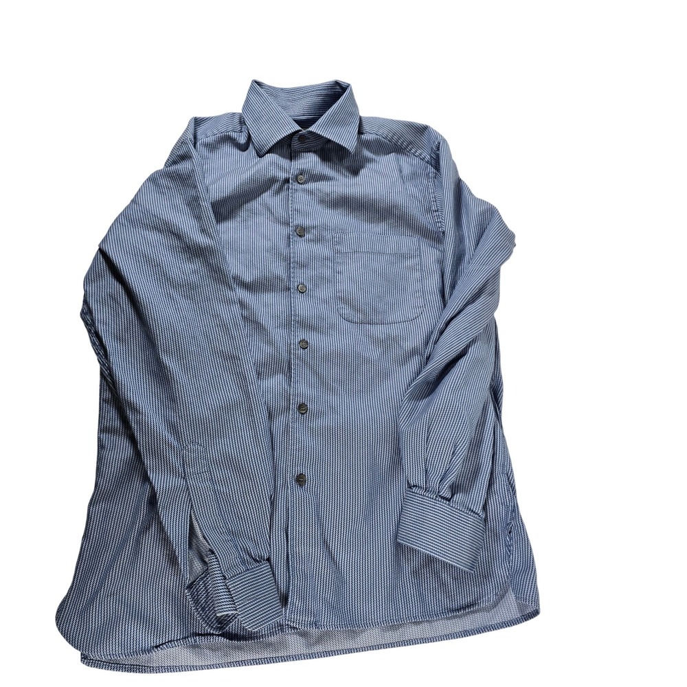 Ermenegildo Zegna Blue Stripe Dress Shirt Size L